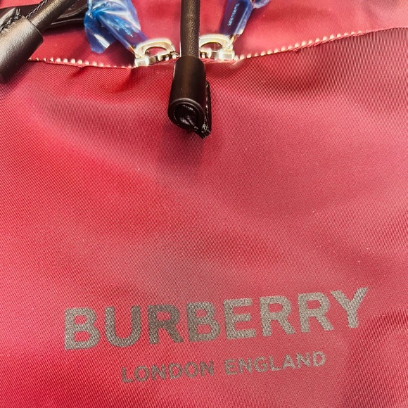 BURBERRY MEDIUM LOGO PRINT NYLON BURGUNDY RUCKSACK BACKPACK NEW WITH TAGS - Picture 4 of 17
